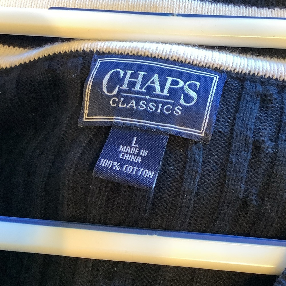 Chaps Navy‎ and White V-Neck Sweater for Women - Picture 5 of 5